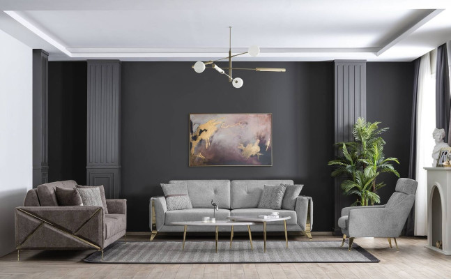 Woonkamerset 331 Zits 2х salontafels Modern Meubeldesign Luxe  Woonkamerset 331 Stoelen 2х salontafels Modern Meubelontwerp Luxe