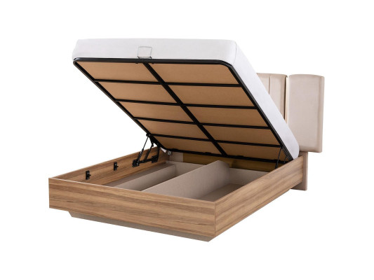 Bedframe Bed Dubbel bed met opbergruimte Beige Stof Luxe Modern
