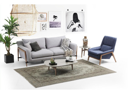 Bankstel 4-zits fauteuil vierzitter stoffen banken modern ontwerp grijs