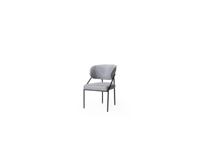 Grijze gestoffeerde eetkamerstoel Ontwerperstoelen Metalen frame Luxe meubels