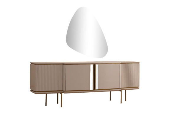Beige eetkamer dressoir met 2 deuren Luxe spiegel Moderne houten meubels