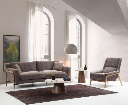 Bankstellen Bankstel 2-zits fauteuil Tweepersoons stof Woonkamer Grijs