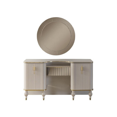 Beige make-uptafel ontwerper kaptafel kaptafel cosmetische tafel console spiegel