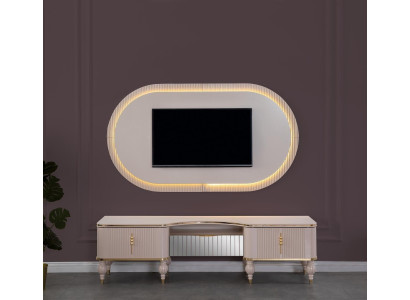 Moderne beige woonkamerset ontwerper RTV-lowboard muurpaneel 2-delige set
