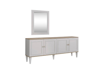 Garnituur dressoir met spiegel dressoir ladenkasten eetkamer hout grijs