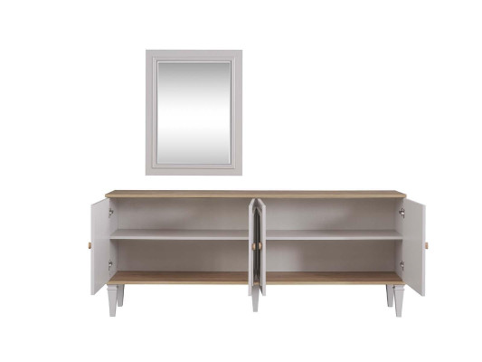 Garnituur dressoir met spiegel dressoir ladenkasten eetkamer hout grijs