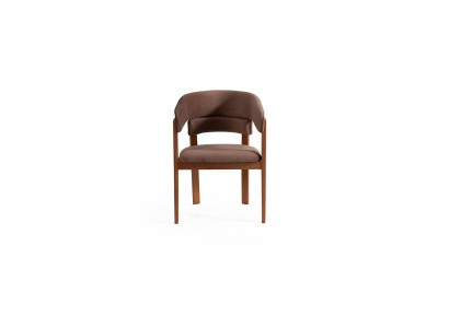 Bruine designer stoel eetkamerstoelen textielstoel designer houten poten