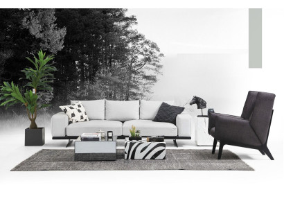 Sofa set Bank 3-zits fauteuil Driezits Grijs Modern Stof Zitplaats