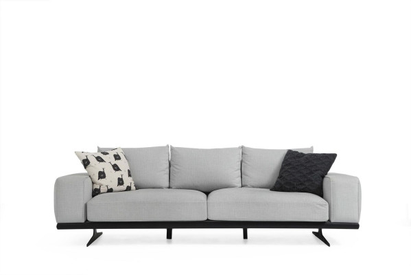 Sofa set Bank 3-zits fauteuil Driezits Grijs Modern Stof Zitplaats