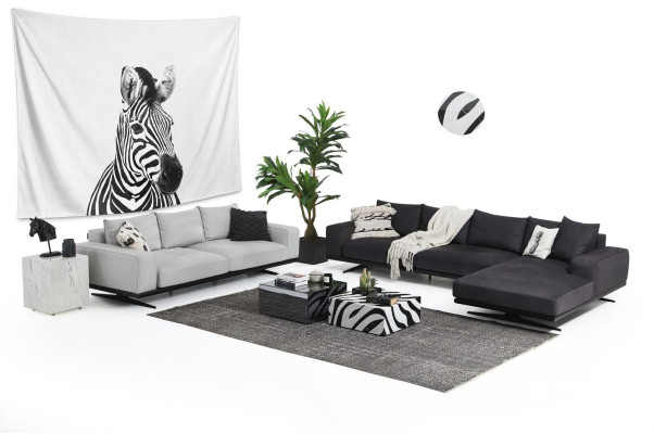 Sofa set Bank 3-zits fauteuil Driezits Grijs Modern Stof Zitplaats
