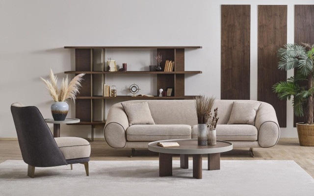 Woonkamer meubelontwerper 3+1 zits luxe fauteuil salontafel bijzettafel