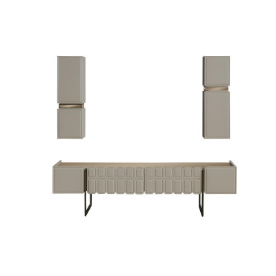 Moderne woonkamer houten meubels Designer TV-kast x2 Wandplanken 3-delige set