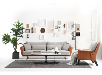 Sofaset 21-zits woonkamerbank Oranje stof fauteuil tweezits