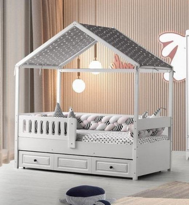 Kinderbed houten bed functioneel bed uitschuifbaar bed 200 hout wit nieuw
