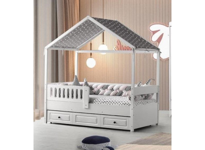 Kinderbed houten bed functioneel bed uitschuifbaar bed 200 hout wit nieuw