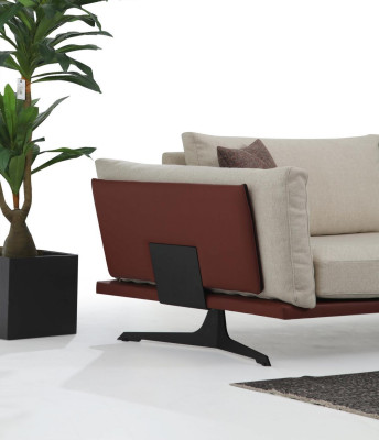 Driedelig bankstel 3-zits stof beige modern design woonkamer luxe