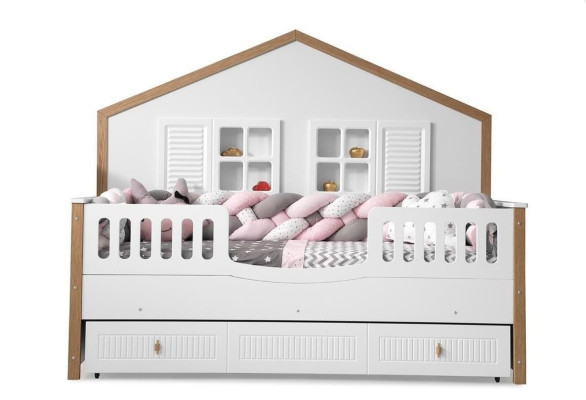 Bedframe kinderbed bed kinderkamer kinderkamermeubels wit hout