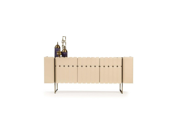Beige houten dressoir designer ladekast sideboard houten kast luxe meubels.