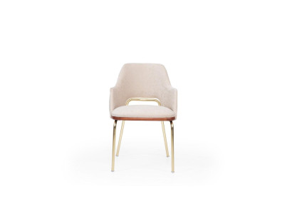 Beige roestvrijstalen stoel met metalen frame Eetkamer Eenpersoons luxe stoelen Nieuw