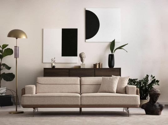 Exclusieve Beige bank 3 zits Moderne meubels Woonkamer Beklede bank