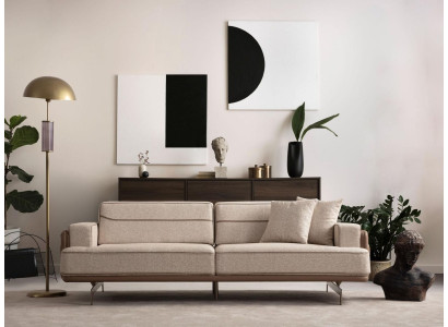 Exclusieve Beige bank 3 zits Moderne meubels Woonkamer Beklede bank