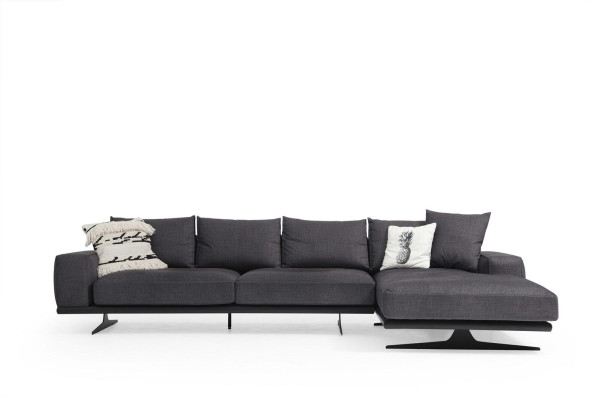 Hoekbank L-vorm Bank Woonkamer Grijs Modern Stof Bankstellen Zitbank Design