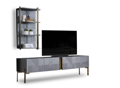 Grijze woonkamer-ontwerper tv-kast Luxe muurkast woonset