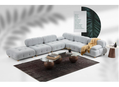 Hoekbank Bank Stof Woonkamer Banken Hoek Grijs Modern Polyester Ontwerp