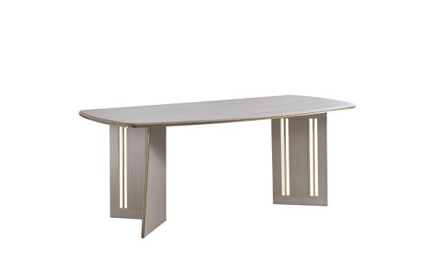 Beige eettafel Moderne houten meubels Half ovale tafel Ontwerper eettafel