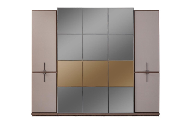 Kledingkast Garderobekast Design Houten kast met spiegel Grijs
