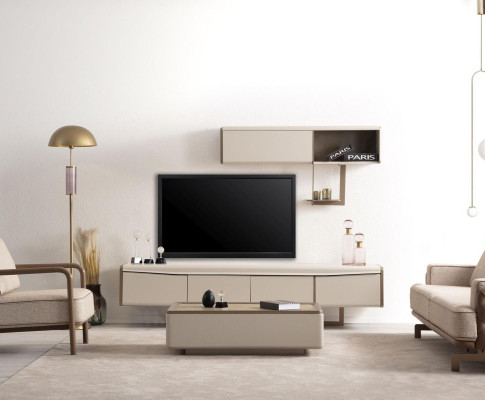 Beiges lagekast houten rek ontwerper RTV-kast woonkamer luxe meubels