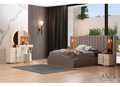 Stijlvolle slaapkamer set designer make-uptafel hout 2x nachtkastjes.
