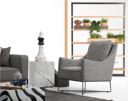 Bankstel 431 zitsbank Modern stoff  set Grijs Groep Woonkamer.