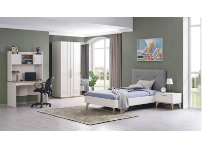 Kinderkamer set Kinderbed Jeugdbed Bed Set 4-delig Wit Hout