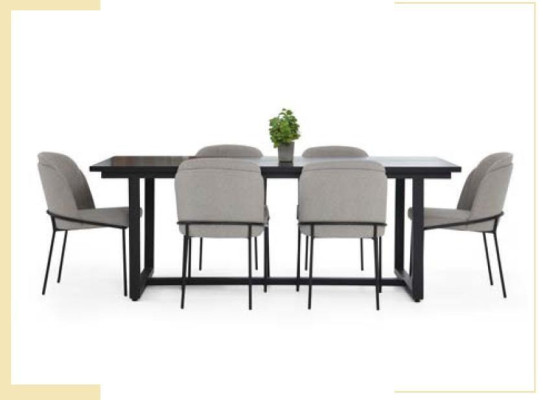 Eethoek Eetkamerset Eetkamer Eettafel Stoelen 7-delig Hout Grijs Set Nieuw
