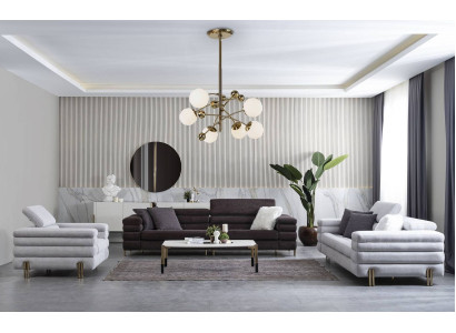 Woonkamer ontwerper bankstel 3+3+1 zits bruin bankstel set
