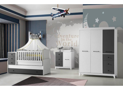 Modern kinderkamer set bestaat uit kinderbed kast commode 3-delig nieuw.