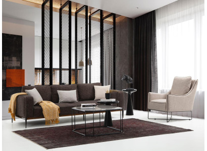 Bankstel 4-zits fauteuil Vierzitter Grijs Stof Bankstellen Modern Design