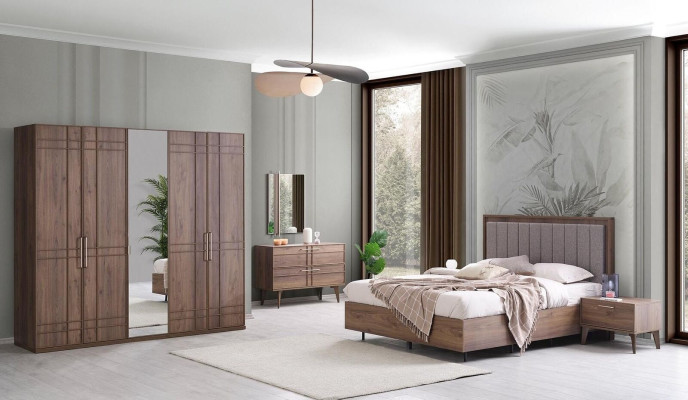 Complete slaapkamermeubels Tweepersoonsbed Hout 6-delig Slaapkamer Bruin