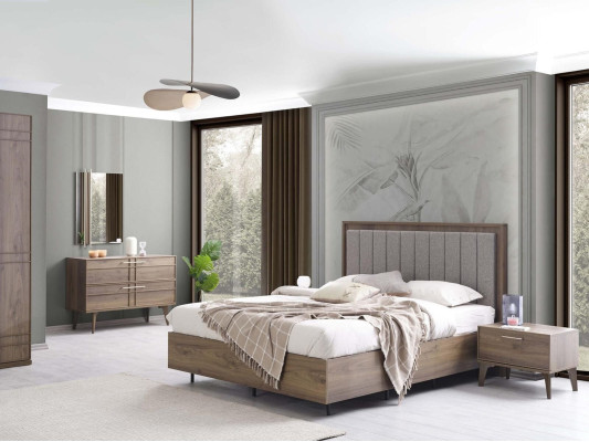 Complete slaapkamermeubels Tweepersoonsbed Hout 6-delig Slaapkamer Bruin