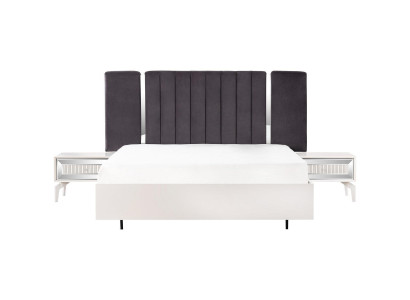 Tweepersoonsbed set slaapkamer Wit bedframe set 3-delig nachtkastjes