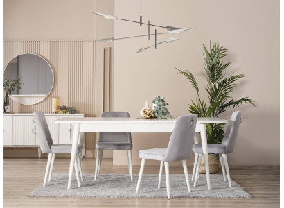 Eetkamermeubels Eethoekset 7-delig Eetkamer Eettafel Wit Stoelen