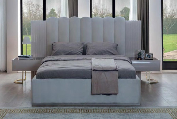 Wit slaapkamer set Bed Nachtkastjes Houten frame Tweepersoonsbed 3-delig