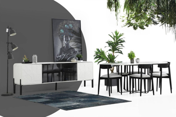 Groep eetkamer eettafel stoelen tafel hout set 5-delig Wit Tafels Nieuw