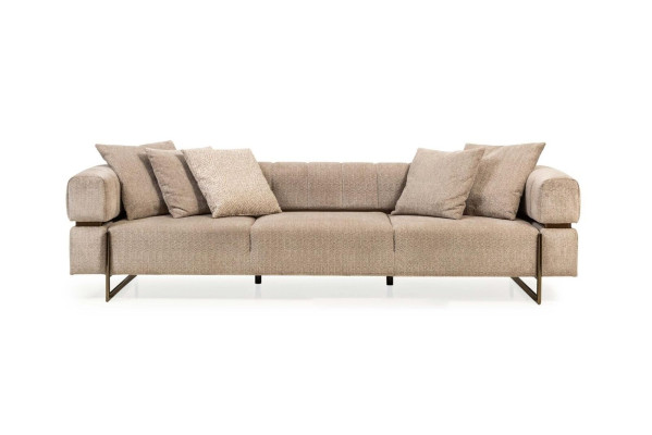 Beige vierzitsdesignerstoffenbankstel bankstellen voor in de woonkamer.