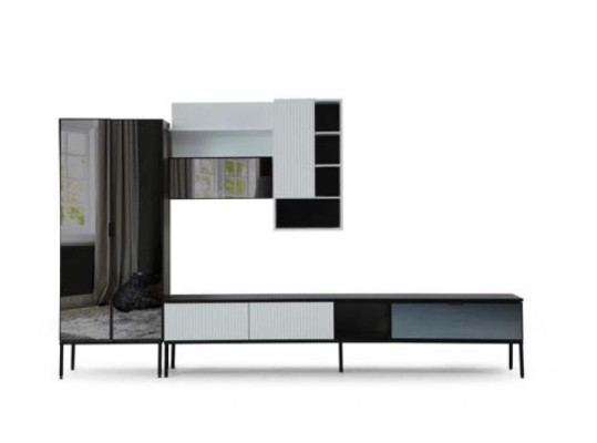 TV-meubel TV-standaard RTV lage kast vitrine hout modern wit woonkamer
