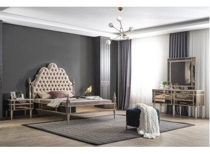 Moderne slaapkamer set Luxe Chesterfield bed 2x nachtkastjes