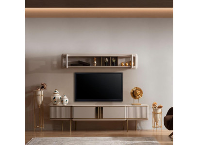 Modern woonkamer Lowboard designer planken 2-delige houten meubelset Nieuw