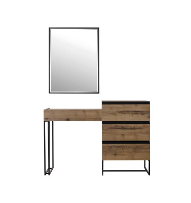 Toilettafel Kaptafel Console-tafel Ladekast Spiegel Set 2-delige Bruin