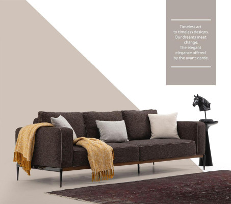 Dries-zitsbank 3-zitter Stof Modern Sofa Ontwerp Woonkamer Grijs